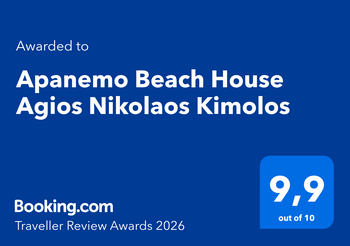 Booking.com Travellers award to Apanemo Beach House Kimolos in Agios Nikolaos